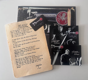 COLD handwritten lyric sheet with 2 signed photos/ one 13 Ways To Bleed signed card